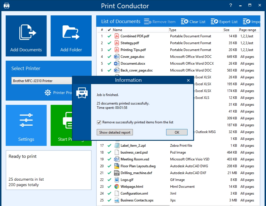 PrintConductor 一键批量打印各种文档图片