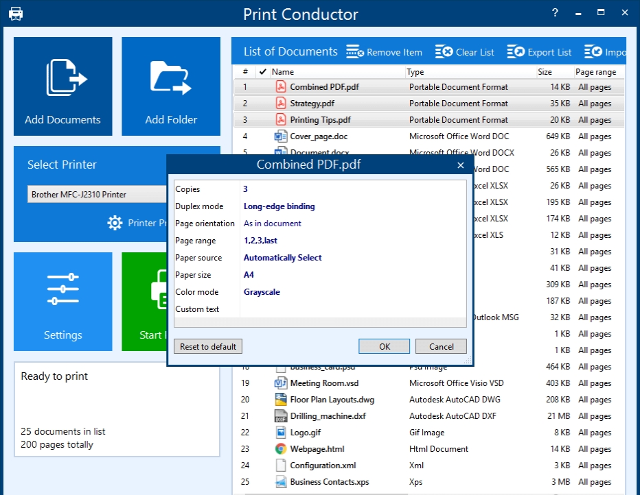 PrintConductor 一键批量打印各种文档图片