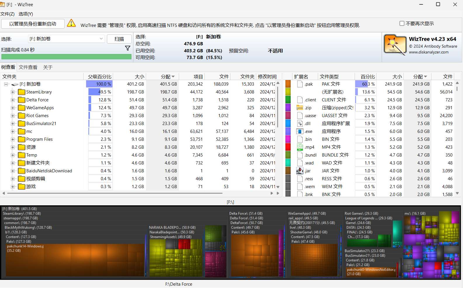 网盘文件太多?WizTree 支持快速检索网盘里的大文件